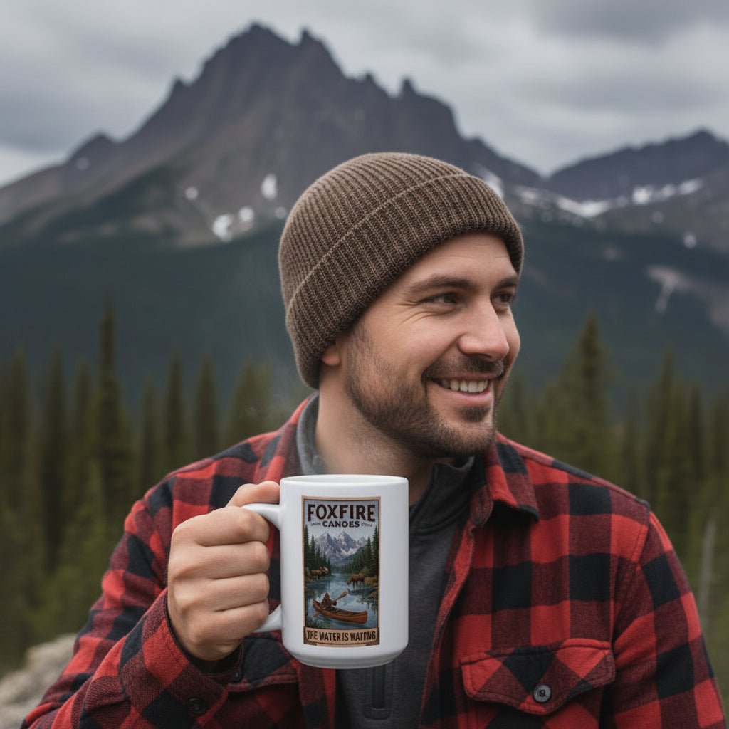 15oz Adventure Campfire Mug — Moose Encounters Travel Coffee Cup