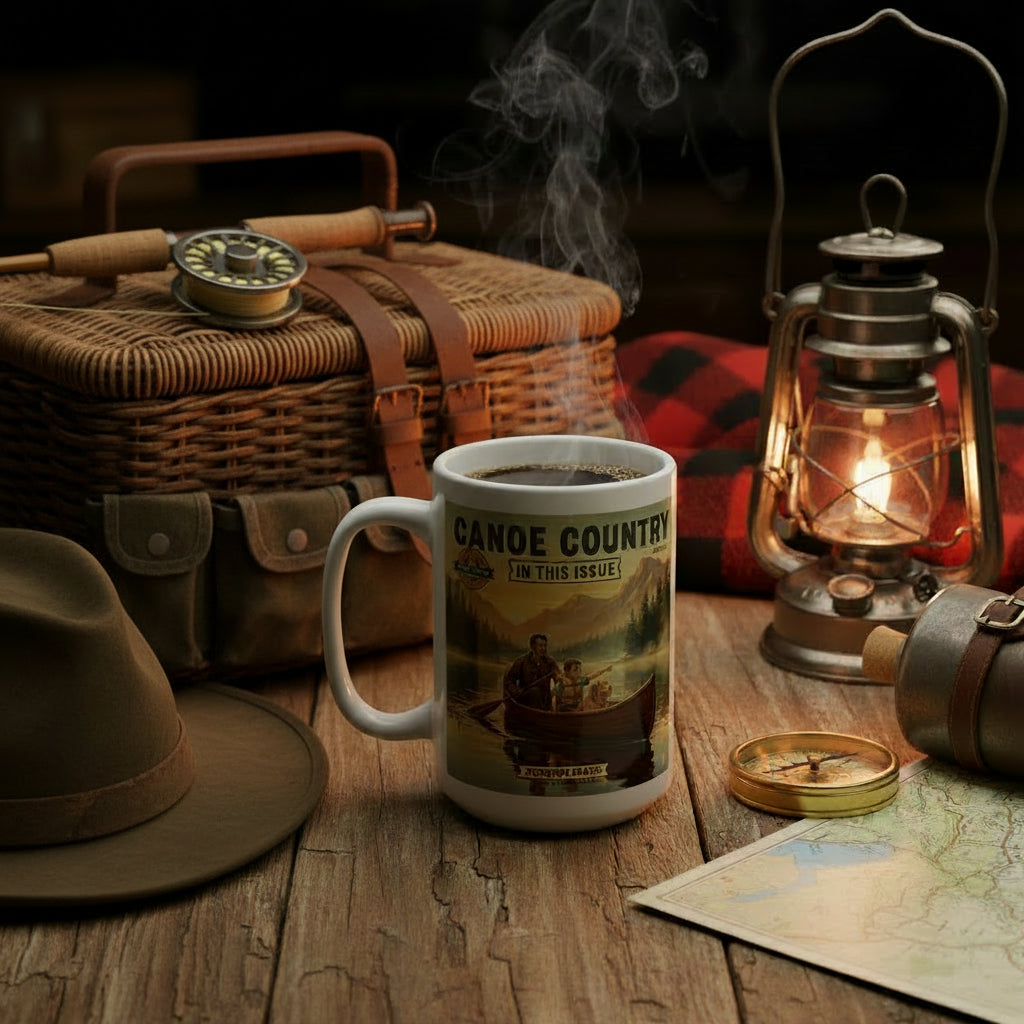 Adventure Canoe Mug — Vintage Canoe Country Magazine Coffee Cup (15oz)
