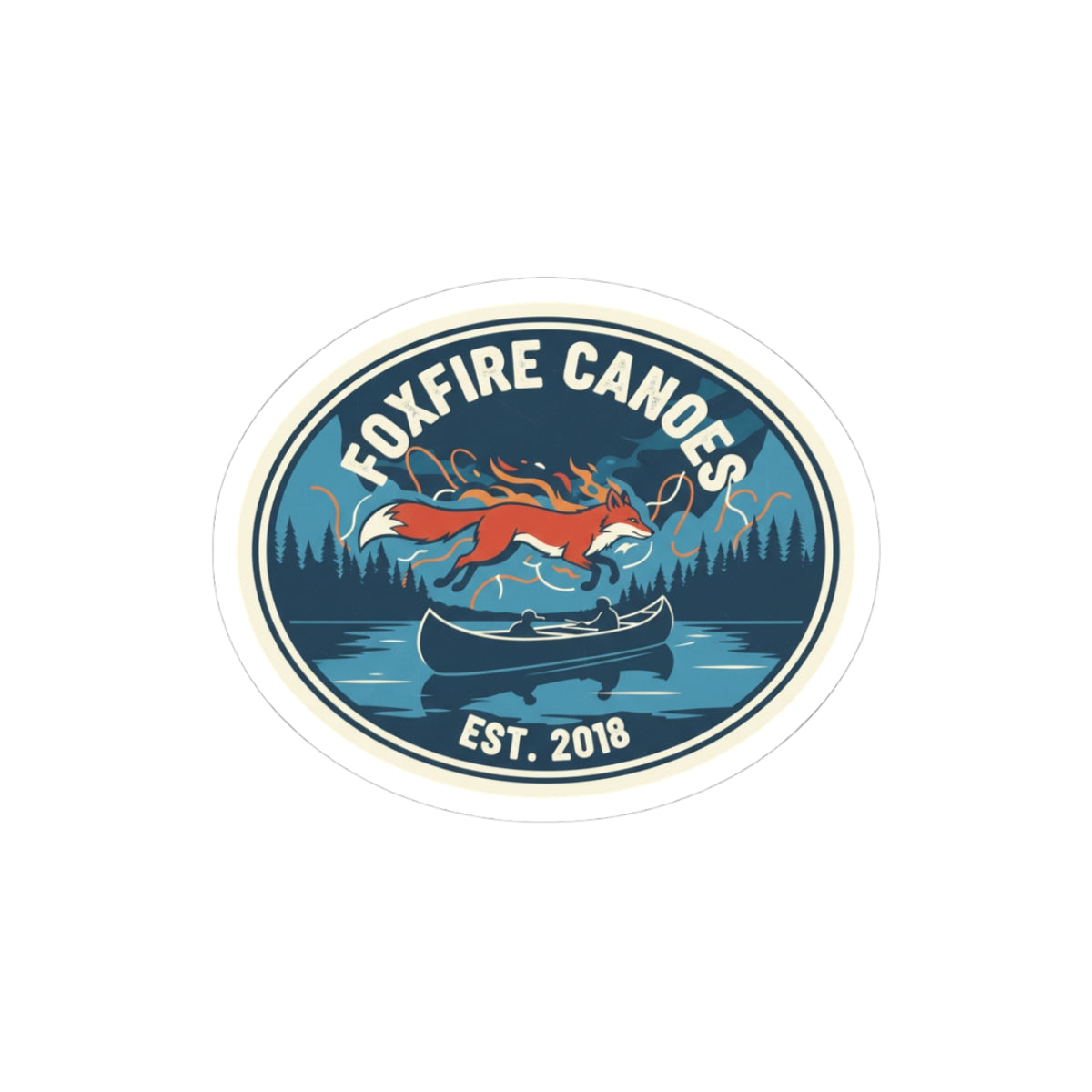 Foxfire Canoes Kiss-Cut Stickers, Canoe Lover Gift, Nature Decor, Outdoor Adventure Sticker, Laptop Water Bottle Decal