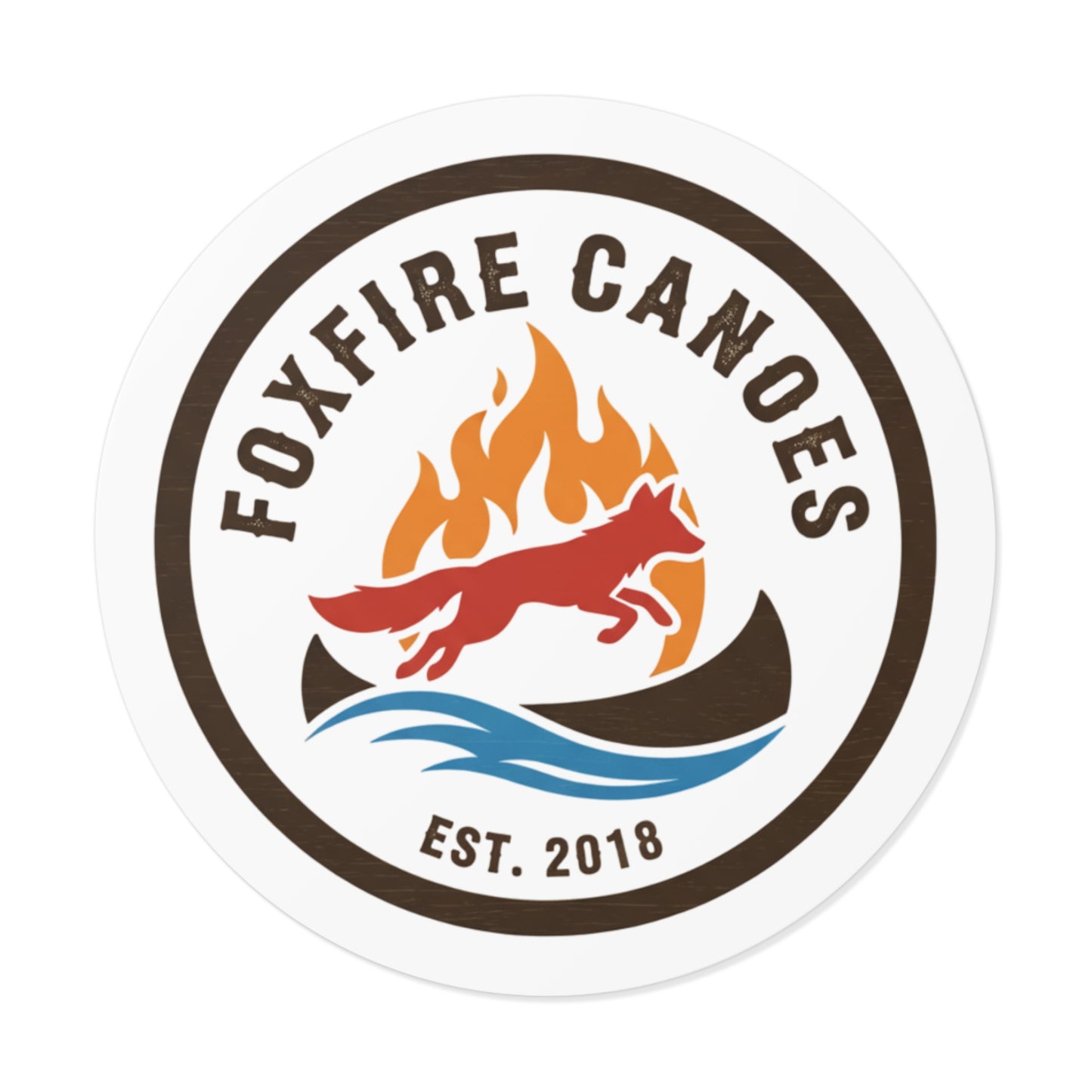 Custom Outdoor Adventure Round Vinyl Stickers, Canoe Lovers Decal, Foxfire Canoes Stickers, Nature Enthusiast Gifts, Outdoor Decor