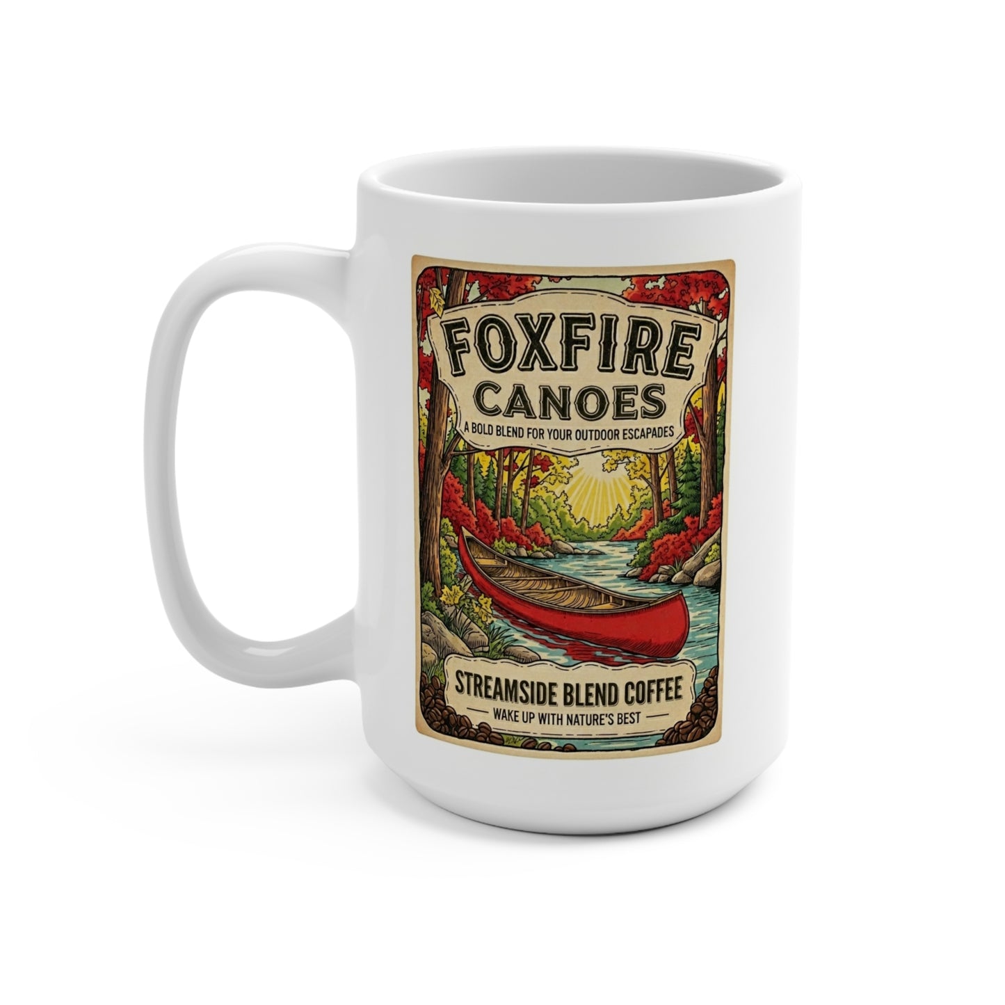 15oz Coffee Mug — Vintage Streamside Blend Design