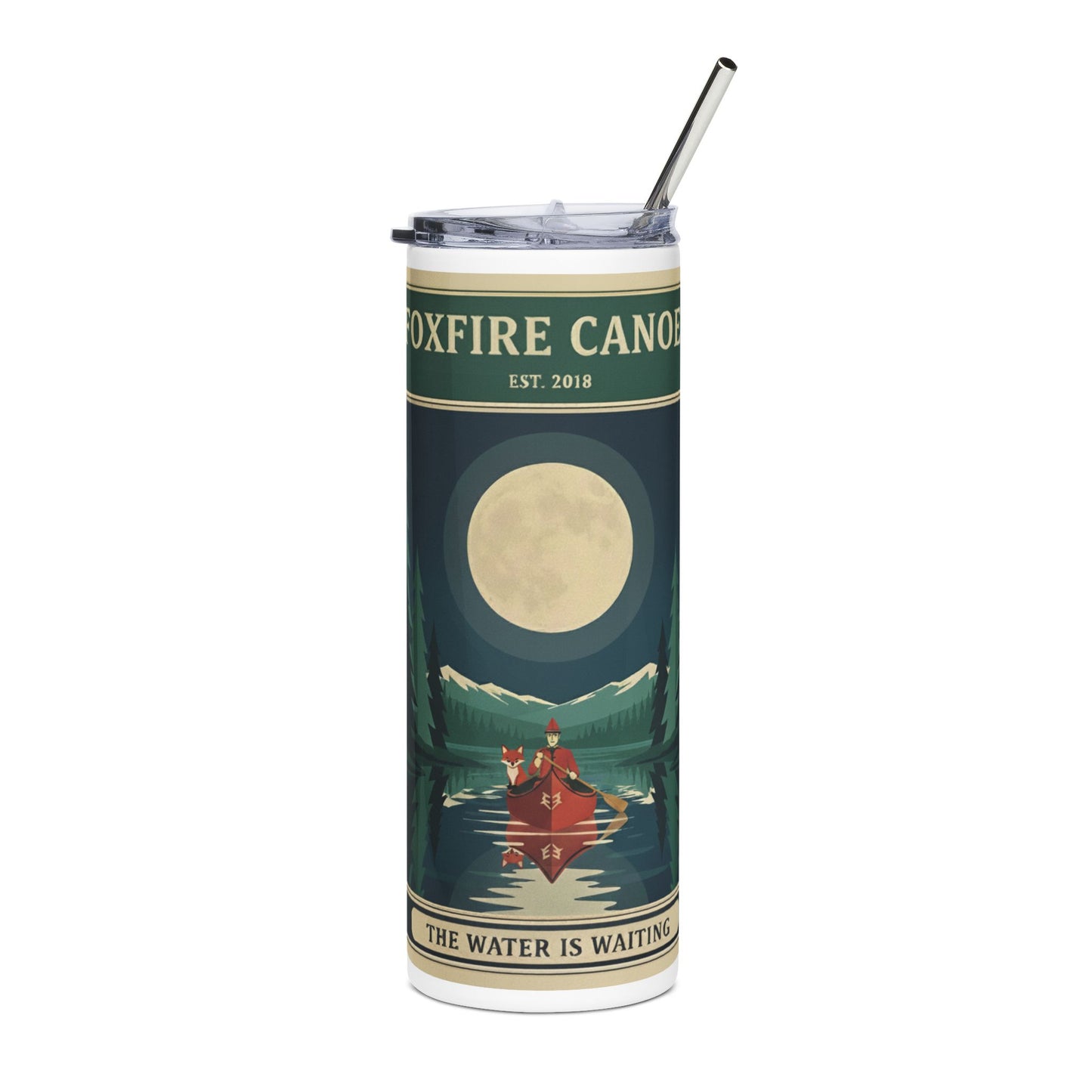 Canoe Adventure 20oz Stainless Tumbler — "The Water Is Waiting" Outdoor Travel Mug