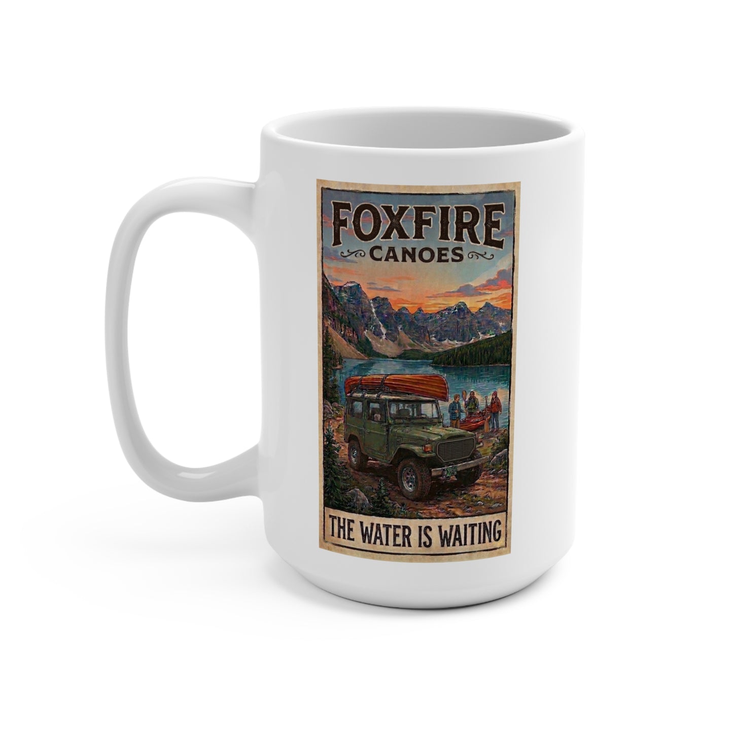 15oz Inspirational Travel Poster Mug — Vintage 4 X 4  Adventure Coffee Cup