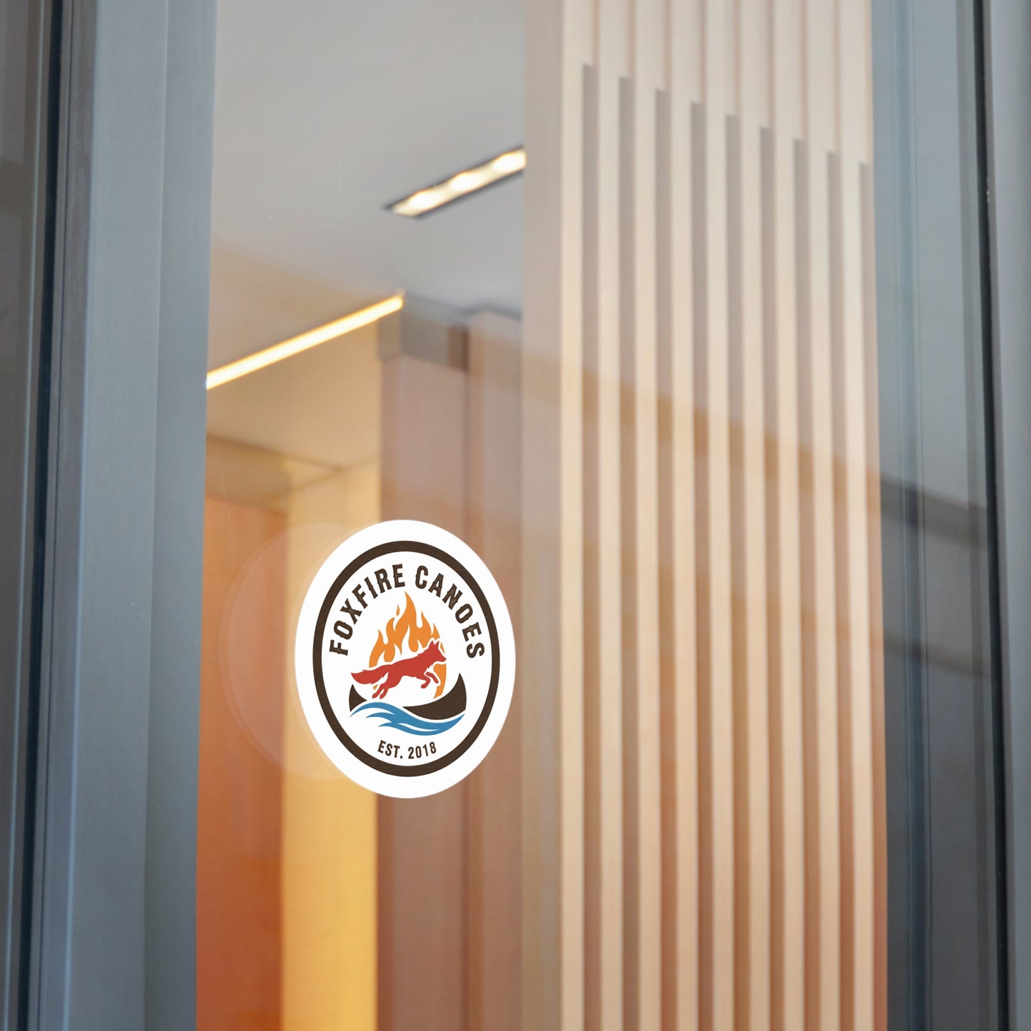 Custom Outdoor Adventure Round Vinyl Stickers, Canoe Lovers Decal, Foxfire Canoes Stickers, Nature Enthusiast Gifts, Outdoor Decor