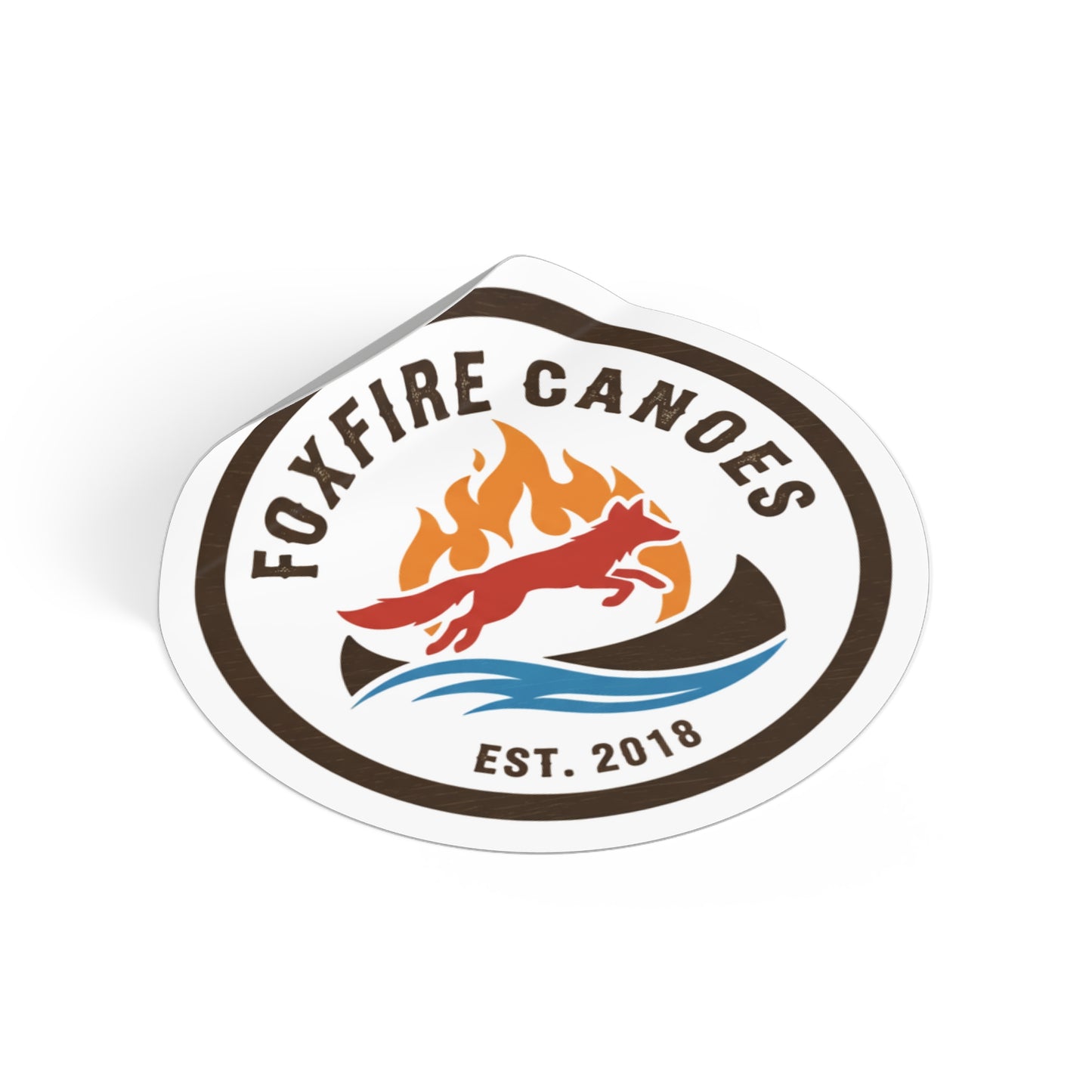 Custom Outdoor Adventure Round Vinyl Stickers, Canoe Lovers Decal, Foxfire Canoes Stickers, Nature Enthusiast Gifts, Outdoor Decor