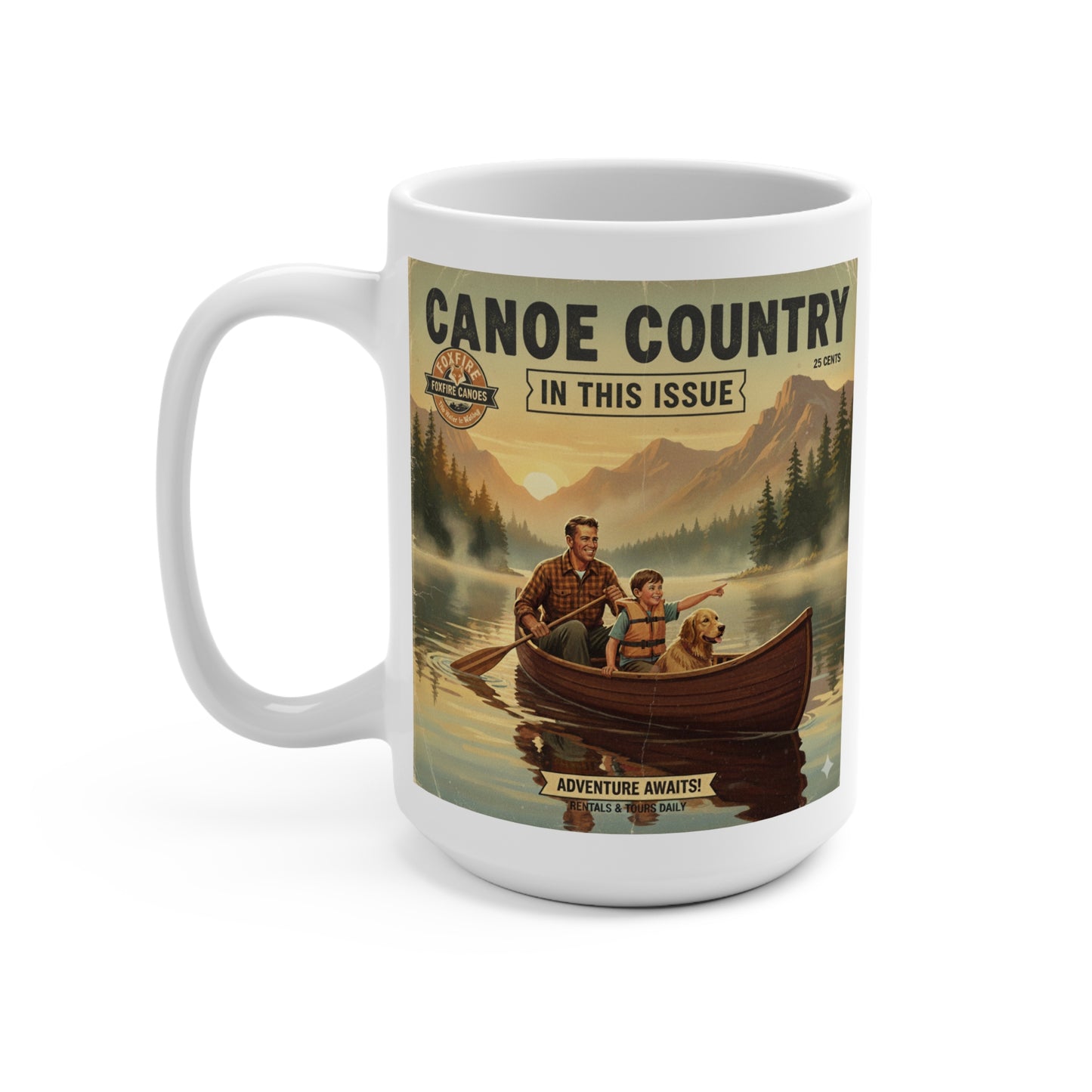Adventure Canoe Mug — Vintage Canoe Country Magazine Coffee Cup (15oz)