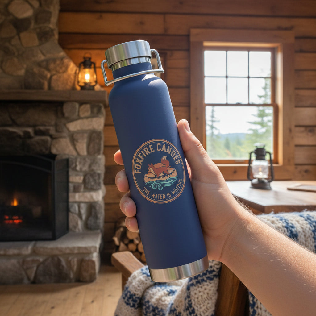 Foxfire Canoes 22oz Copper Vacuum Insulated Bottle — Retro Canoe Logo Flask