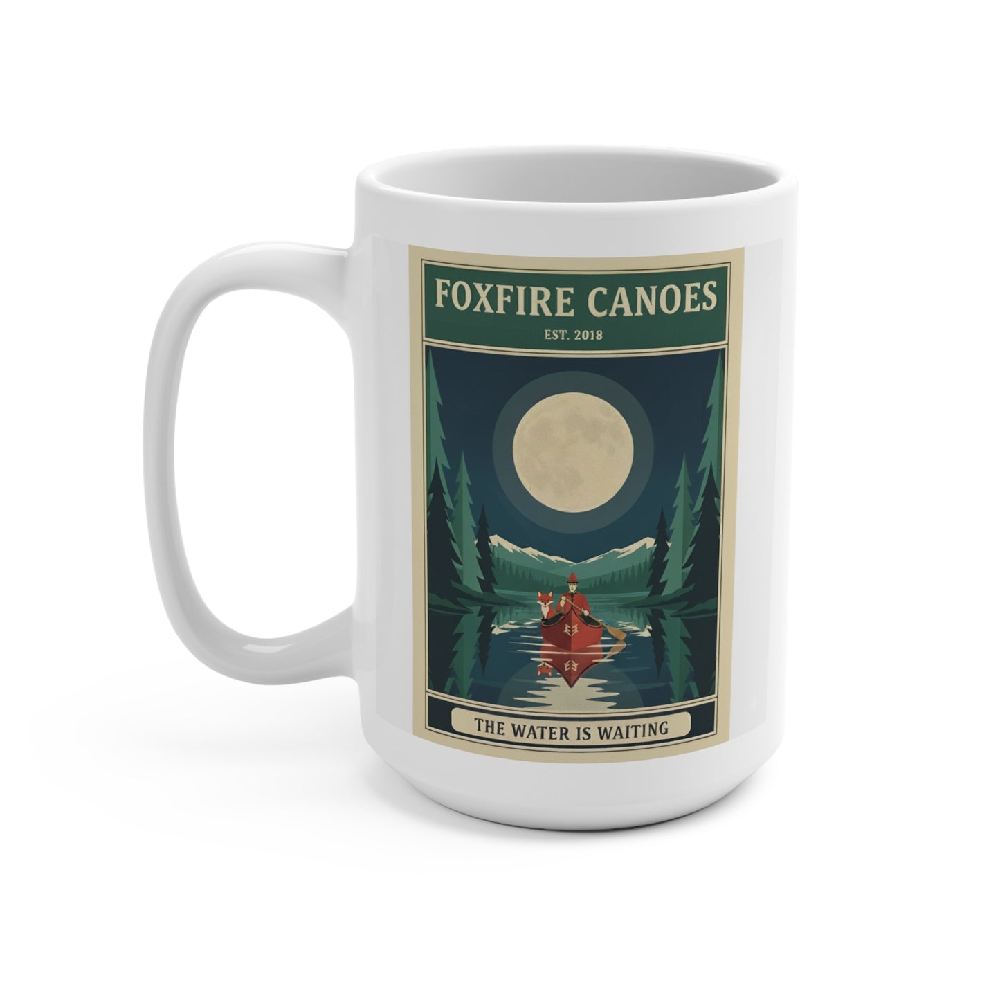 15oz Ceramic Mug — Vintage Forest Poster Design