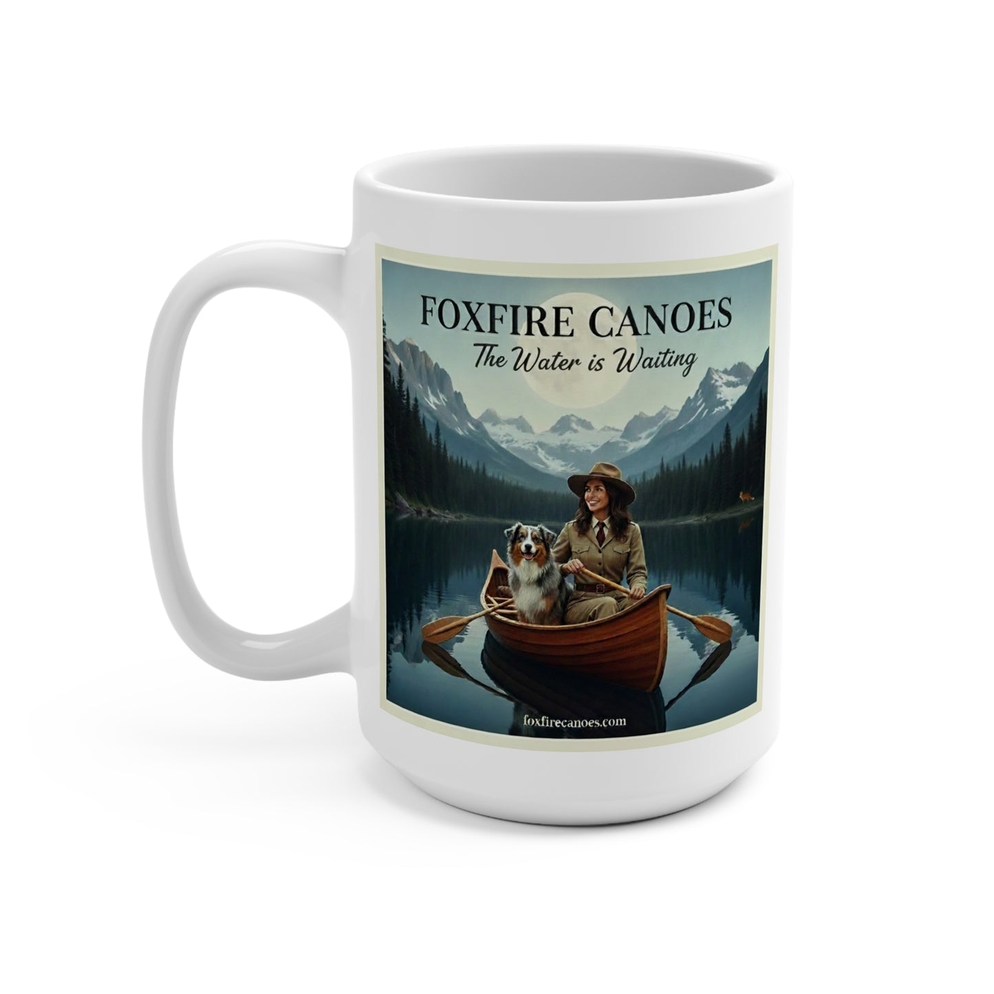 Adventure Canoe Mug — Mountain Lake Retro Coffee Cup (15oz)