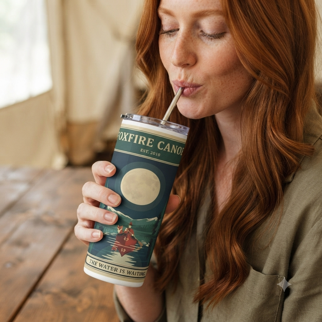 Canoe Adventure 20oz Stainless Tumbler — "The Water Is Waiting" Outdoor Travel Mug