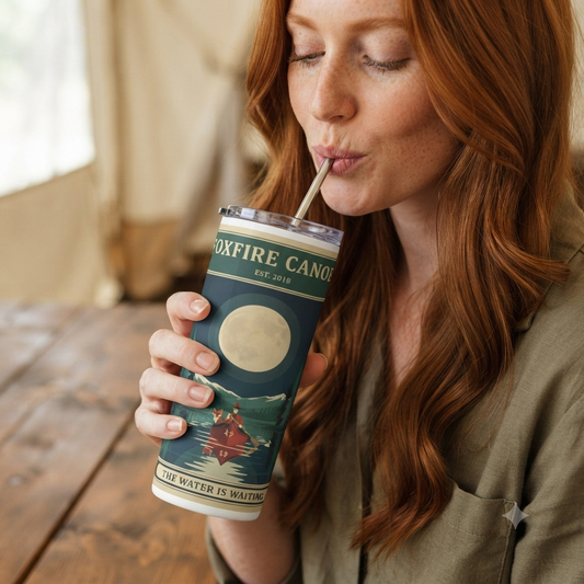 Canoe Adventure 20oz Stainless Tumbler — "The Water Is Waiting" Outdoor Travel Mug
